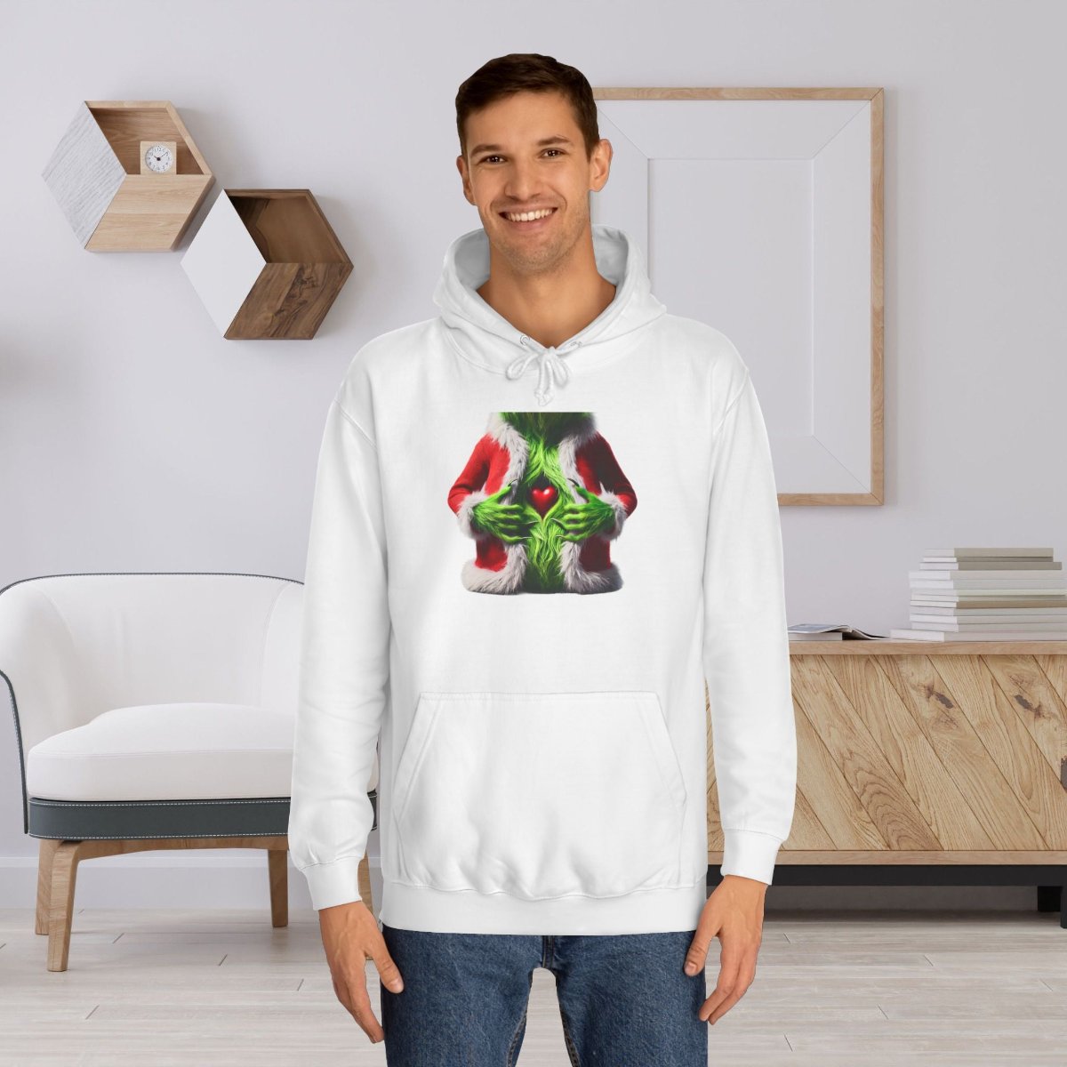 Grinch Heart Best Christmas Gift Store Hoodie White