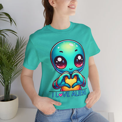 Colorful I love Aliens Gift Store Shirt