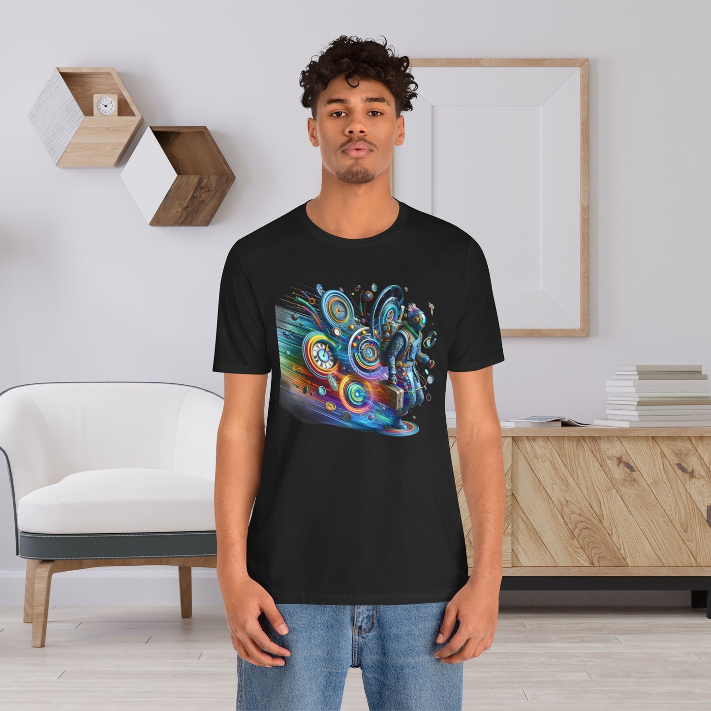 Colorful Time Traveler Sci-Fi Gift Store Shirt