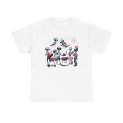 Sci-Fi 4th of July Cookout Gift Store Shirt White Front