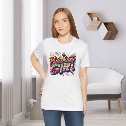 80s Themed Birthday Girl Gift Shirt White