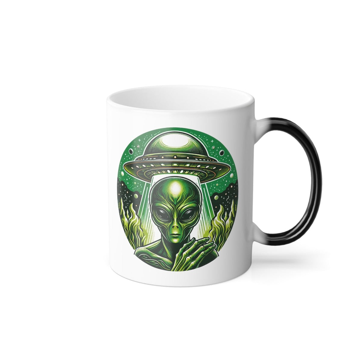 Green Alien Color Morphing Sci-Fi Gift Store Mug Left Side