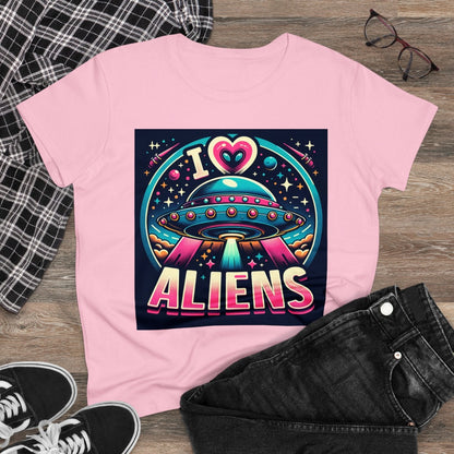 I Love Aliens Sci-Fi Gift Store Shirt Light Pink