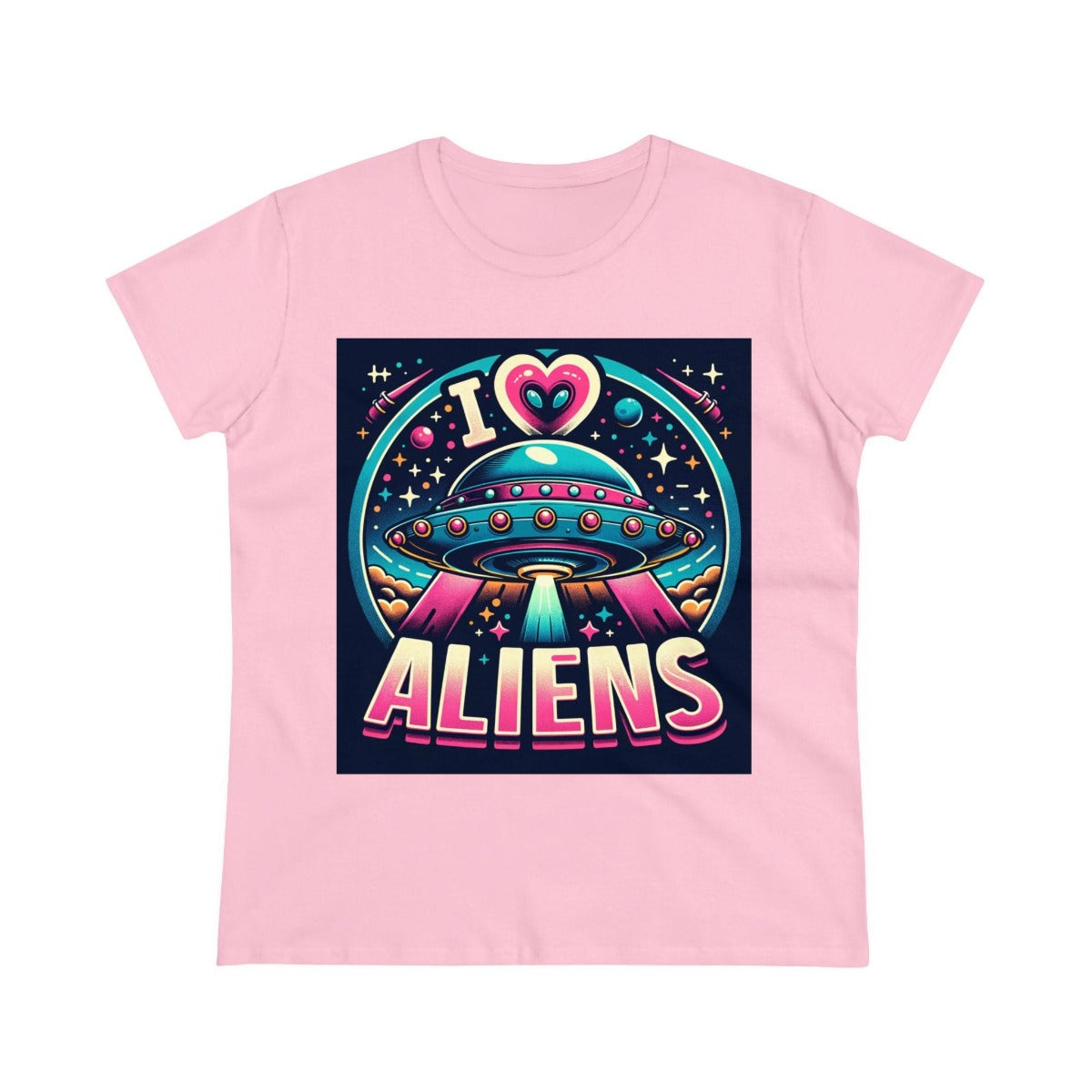 I Love Aliens Sci-Fi Gift Store Shirt LIght Pink Front