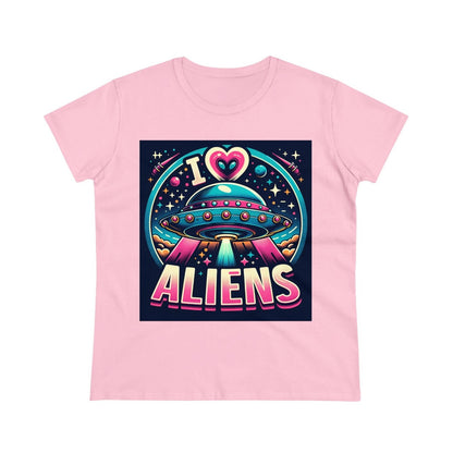 I Love Aliens Sci-Fi Gift Store Shirt LIght Pink Front