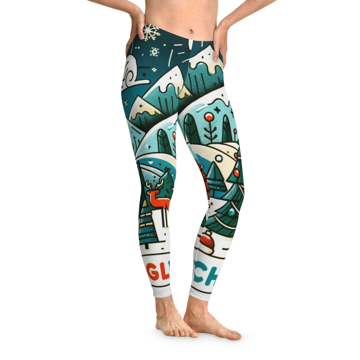 Ugly Christmas Gift Store Leggings Blue