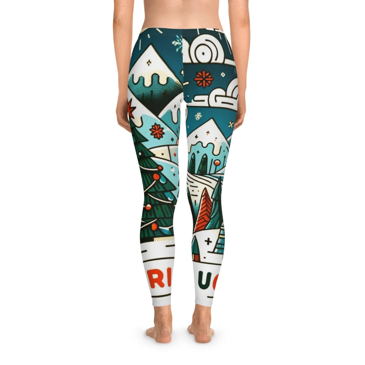 Ugly Christmas Gift Store Leggings Blue Back