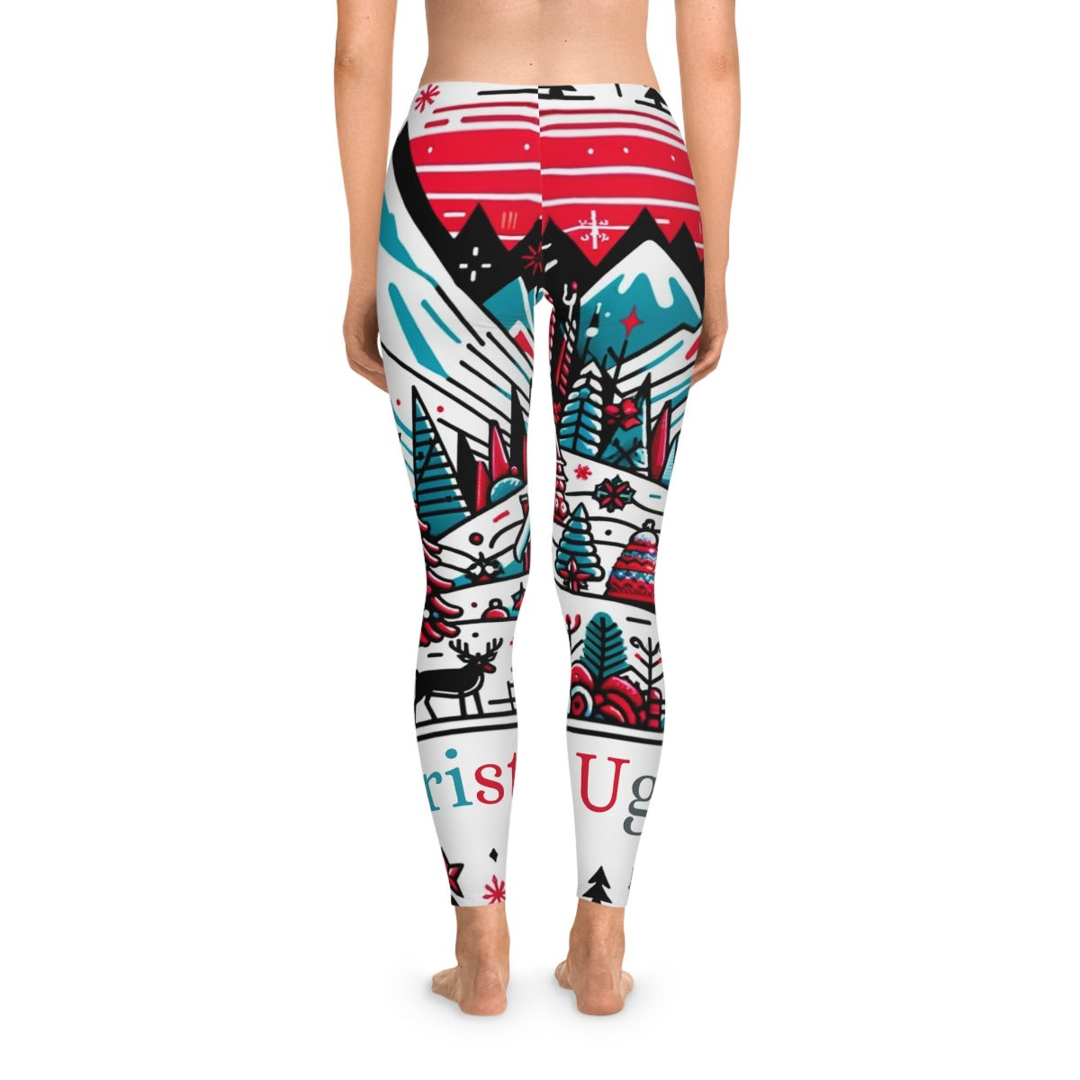 Ugly Christmas Gift Store Leggings Red Back